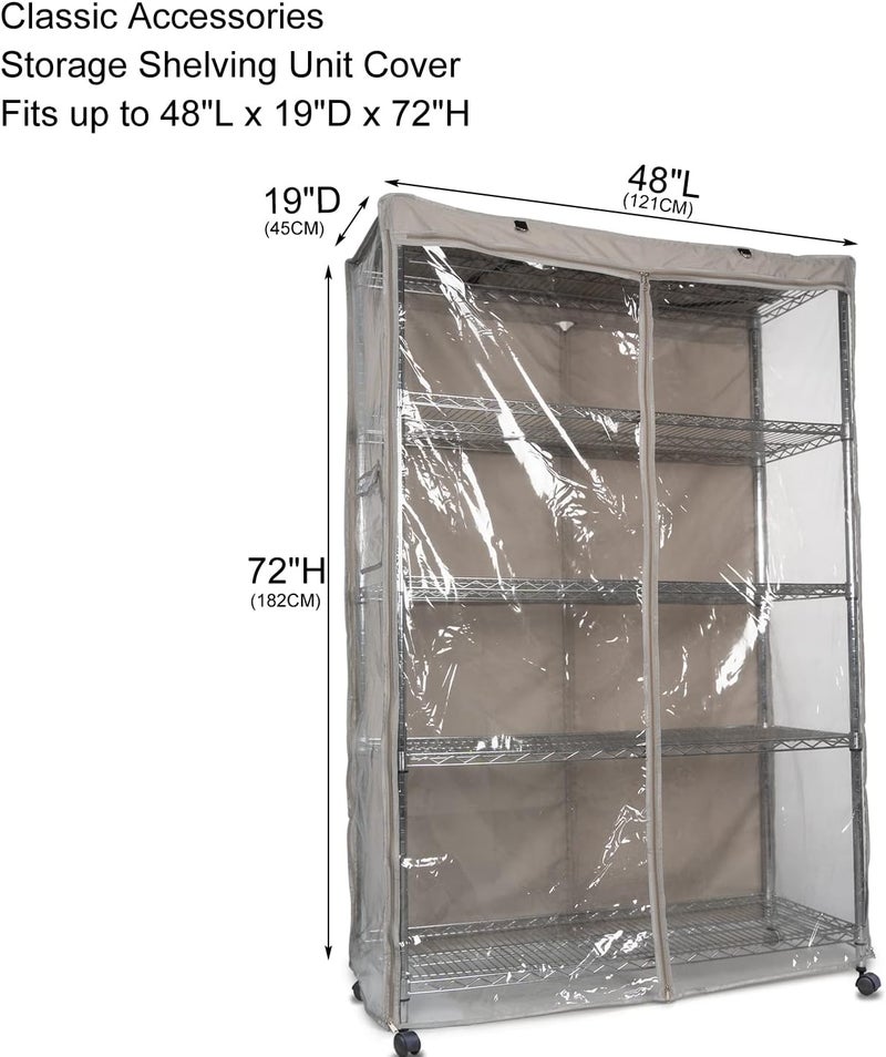 YLOVAN Storage Shelf Cover Wire Rack Shelving Dust Protective, Fits Racks 48" L x 19'' D x 72'' H Three Side See Through Panel (Cover only) - Image 2